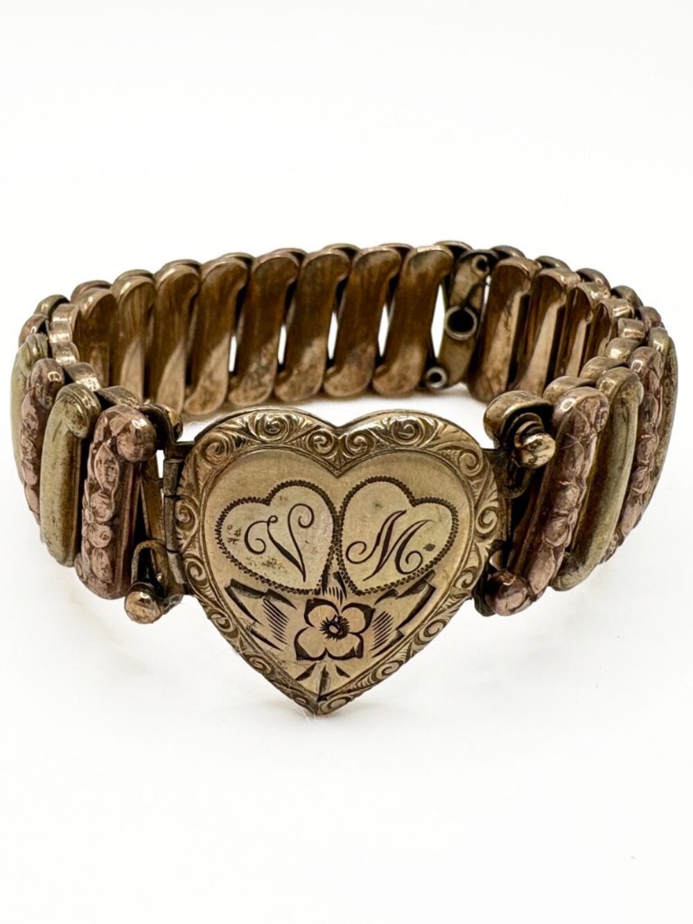 Vintage Lustern Heart Locket Bracelet & Pendant Set Gold Filled Sterling 1940s - Picture 2 of 9